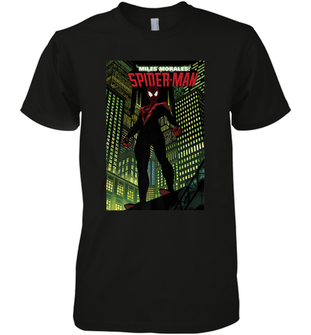 Marvel Miles Morales_ Spider Man Comic Cover Men's Premium T-Shirt Men's Premium T-Shirt / Black / XS Men's Premium T-Shirt - skytshirtshop