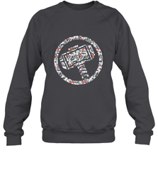 Marvel Avengers Thor Floral Hammer Symbol Crewneck Sweatshirt Crewneck Sweatshirt - skytshirtshop