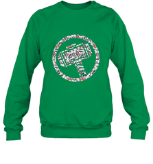 Marvel Avengers Thor Floral Hammer Symbol Crewneck Sweatshirt Crewneck Sweatshirt - skytshirtshop