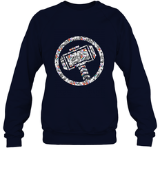 Marvel Avengers Thor Floral Hammer Symbol Crewneck Sweatshirt