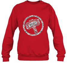 Marvel Avengers Thor Floral Hammer Symbol Crewneck Sweatshirt Crewneck Sweatshirt - skytshirtshop