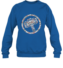Marvel Avengers Thor Floral Hammer Symbol Crewneck Sweatshirt Crewneck Sweatshirt - skytshirtshop