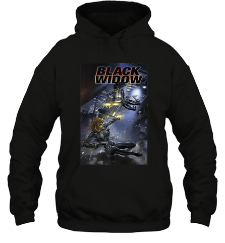 Marvel Comixology Black Widow Madame Of Masque Comic Cover Hooded Sweatshirt Hooded Sweatshirt / Black / S Hooded Sweatshirt - skytshirtshop