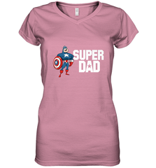 Marvel Father's Day Captain America Super Dad Portrait Women's V-Neck T-Shirt Women's V-Neck T-Shirt - skytshirtshop