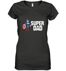 Marvel Father's Day Captain America Super Dad Portrait Women's V-Neck T-Shirt