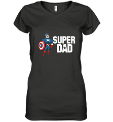 Marvel Father's Day Captain America Super Dad Portrait Women's V-Neck T-Shirt Women's V-Neck T-Shirt - skytshirtshop