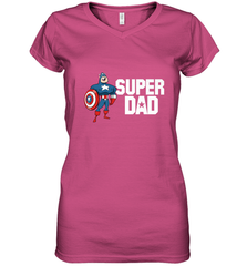 Marvel Father's Day Captain America Super Dad Portrait Women's V-Neck T-Shirt Women's V-Neck T-Shirt - skytshirtshop