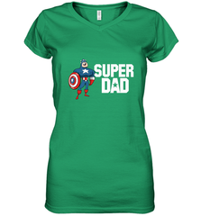 Marvel Father's Day Captain America Super Dad Portrait Women's V-Neck T-Shirt Women's V-Neck T-Shirt - skytshirtshop