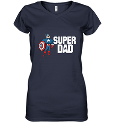 Marvel Father's Day Captain America Super Dad Portrait Women's V-Neck T-Shirt