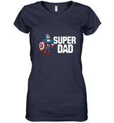 Marvel Father's Day Captain America Super Dad Portrait Women's V-Neck T-Shirt Women's V-Neck T-Shirt - skytshirtshop