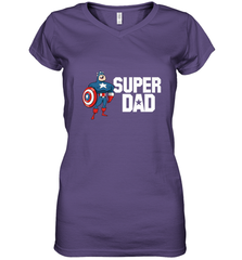 Marvel Father's Day Captain America Super Dad Portrait Women's V-Neck T-Shirt Women's V-Neck T-Shirt - skytshirtshop