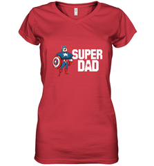 Marvel Father's Day Captain America Super Dad Portrait Women's V-Neck T-Shirt Women's V-Neck T-Shirt - skytshirtshop