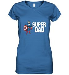 Marvel Father's Day Captain America Super Dad Portrait Women's V-Neck T-Shirt Women's V-Neck T-Shirt - skytshirtshop