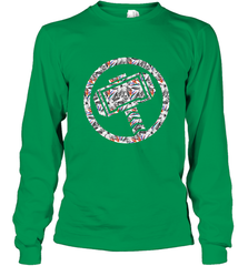 Marvel Avengers Thor Floral Hammer Symbol Long Sleeve T-Shirt Long Sleeve T-Shirt - skytshirtshop