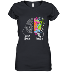Neurodiversity brain Gift idea for Dyslexia ADHD Autism ASD Women's V-Neck T-Shirt