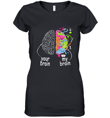 Neurodiversity brain Gift idea for Dyslexia ADHD Autism ASD Women's V-Neck T-Shirt Women's V-Neck T-Shirt / Black / S Women's V-Neck T-Shirt - skytshirtshop