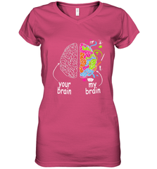 Neurodiversity brain Gift idea for Dyslexia ADHD Autism ASD Women's V-Neck T-Shirt Women's V-Neck T-Shirt - skytshirtshop