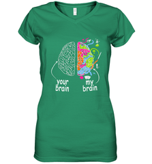 Neurodiversity brain Gift idea for Dyslexia ADHD Autism ASD Women's V-Neck T-Shirt Women's V-Neck T-Shirt - skytshirtshop