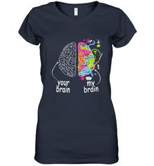 Neurodiversity brain Gift idea for Dyslexia ADHD Autism ASD Women's V-Neck T-Shirt Women's V-Neck T-Shirt - skytshirtshop