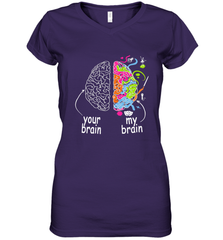 Neurodiversity brain Gift idea for Dyslexia ADHD Autism ASD Women's V-Neck T-Shirt Women's V-Neck T-Shirt - skytshirtshop
