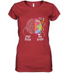 Neurodiversity brain Gift idea for Dyslexia ADHD Autism ASD Women's V-Neck T-Shirt Women's V-Neck T-Shirt - skytshirtshop