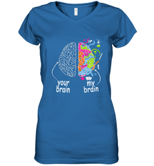 Neurodiversity brain Gift idea for Dyslexia ADHD Autism ASD Women's V-Neck T-Shirt Women's V-Neck T-Shirt - skytshirtshop