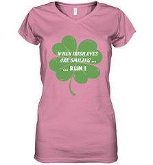 When Irish eyes are smiling Run Lucky St Patricks Day Shirt Women's V-Neck T-Shirt Women's V-Neck T-Shirt - skytshirtshop