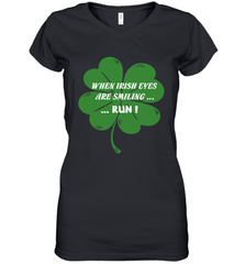 When Irish eyes are smiling Run Lucky St Patricks Day Shirt Women's V-Neck T-Shirt Women's V-Neck T-Shirt - skytshirtshop