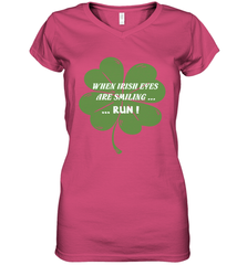 When Irish eyes are smiling Run Lucky St Patricks Day Shirt Women's V-Neck T-Shirt Women's V-Neck T-Shirt - skytshirtshop