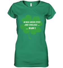 When Irish eyes are smiling Run Lucky St Patricks Day Shirt Women's V-Neck T-Shirt Women's V-Neck T-Shirt - skytshirtshop