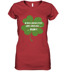 When Irish eyes are smiling Run Lucky St Patricks Day Shirt Women's V-Neck T-Shirt Women's V-Neck T-Shirt - skytshirtshop