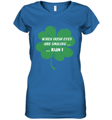 When Irish eyes are smiling Run Lucky St Patricks Day Shirt Women's V-Neck T-Shirt Women's V-Neck T-Shirt - skytshirtshop