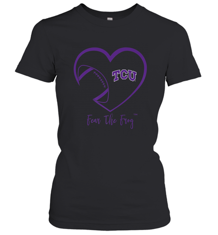 TCU Horned Frogs Football Inside Heart  Team Women's T-Shirt Women's T-Shirt / Black / S Women's T-Shirt - skytshirtshop