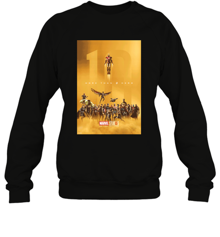 Marvel Studios 10 Years of Heroes Poster Crewneck Sweatshirt Crewneck Sweatshirt / Black / S Crewneck Sweatshirt - skytshirtshop