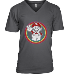Super Mario Rainbow Circle Distressed Logo Men's V-Neck Men's V-Neck - skytshirtshop