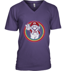 Super Mario Rainbow Circle Distressed Logo Men's V-Neck Men's V-Neck - skytshirtshop