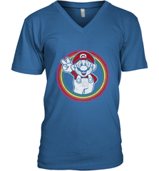 Super Mario Rainbow Circle Distressed Logo Men's V-Neck Men's V-Neck - skytshirtshop
