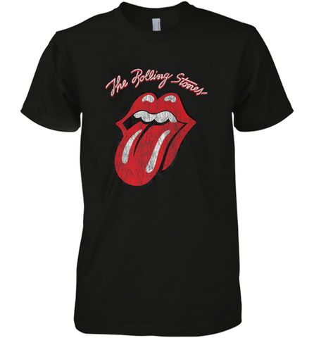 Mens The Rolling Stones Script Tongue Logo Men's Premium T-Shirt Men's Premium T-Shirt / Black / XS Men's Premium T-Shirt - skytshirtshop