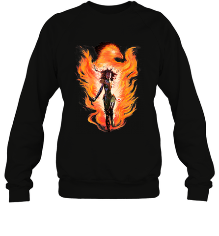 Marvel X Men Rise Of The Dark Phoenix Flames Crewneck Sweatshirt Crewneck Sweatshirt / Black / S Crewneck Sweatshirt - skytshirtshop