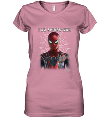 Marvel Infinity War I Am Spider Man Web Graphic Women's V-Neck T-Shirt Women's V-Neck T-Shirt - skytshirtshop