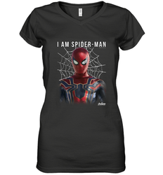 Marvel Infinity War I Am Spider Man Web Graphic Women's V-Neck T-Shirt