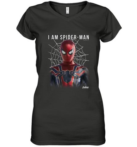 Marvel Infinity War I Am Spider Man Web Graphic Women's V-Neck T-Shirt Women's V-Neck T-Shirt / Black / S Women's V-Neck T-Shirt - skytshirtshop