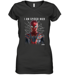 Marvel Infinity War I Am Spider Man Web Graphic Women's V-Neck T-Shirt Women's V-Neck T-Shirt - skytshirtshop