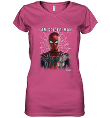 Marvel Infinity War I Am Spider Man Web Graphic Women's V-Neck T-Shirt Women's V-Neck T-Shirt - skytshirtshop