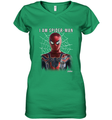 Marvel Infinity War I Am Spider Man Web Graphic Women's V-Neck T-Shirt Women's V-Neck T-Shirt - skytshirtshop