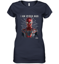 Marvel Infinity War I Am Spider Man Web Graphic Women's V-Neck T-Shirt