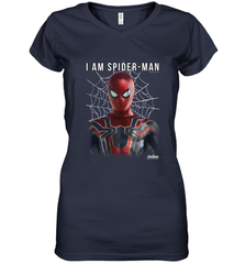 Marvel Infinity War I Am Spider Man Web Graphic Women's V-Neck T-Shirt Women's V-Neck T-Shirt - skytshirtshop