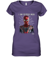 Marvel Infinity War I Am Spider Man Web Graphic Women's V-Neck T-Shirt Women's V-Neck T-Shirt - skytshirtshop