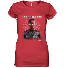 Marvel Infinity War I Am Spider Man Web Graphic Women's V-Neck T-Shirt Women's V-Neck T-Shirt - skytshirtshop