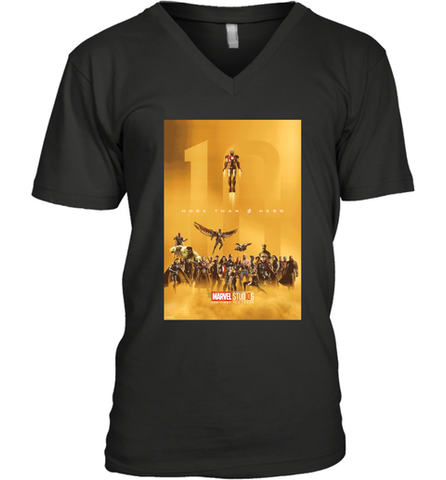 Marvel Studios 10 Years of Heroes Poster Men's V-Neck Men's V-Neck / Black / S Men's V-Neck - skytshirtshop